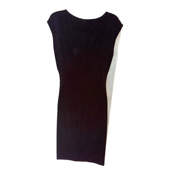 Lauren Dress Women's Sz 10 Black Cap Sleeve Ruched Asymetric Neck Stretch Jersey - Picture 3 of 10